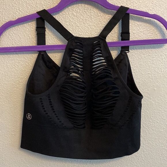 SAGE- black sports bra- slits- Size Large - Picture 3 of 6